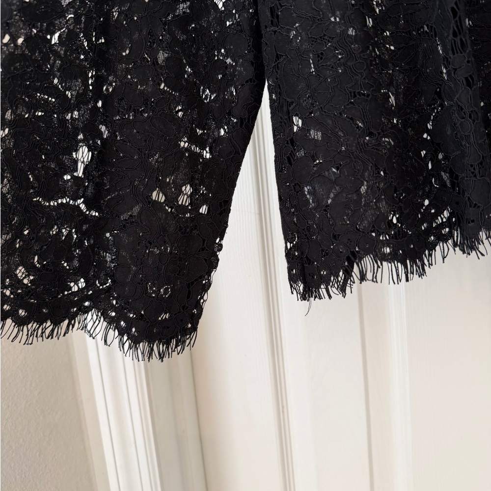 LOFT Black Lace Button-Up Blouse - Picture 3 of 6